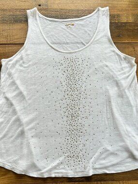 Apt. 9 Gold Sequin Tank Top White XL